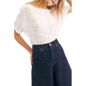 Free People White Astrid Convertible Neck T-Shirt